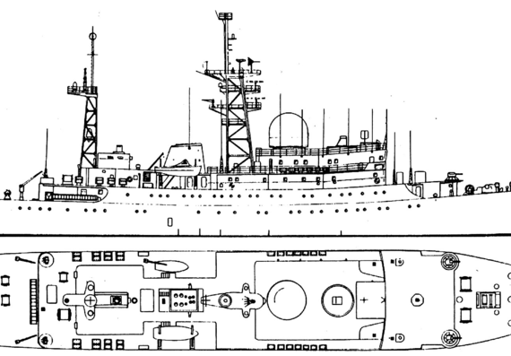 Корабль СССР SSW-175 [Satellite Tracking Ship] - чертежи, габариты, рисунки